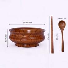 1 Set Includes 1 Bowl + 1 Pair Of Chopsticks + 1 Spoon, Inner Mongolian Wooden Bowl, Style Buttered Tea Bowl, Vintage Creative Design