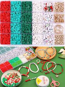 Bộ dụng cụ làm đồ trang sức bằng đất sét polyme Giáng sinh - Hạt chữ cái & Phụ kiện Quà tặng thủ công DIY - Nhiều màu - Xem 2