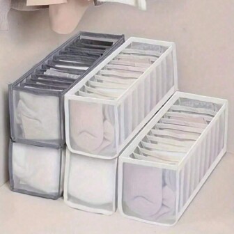 3 件套个人内衣袜子收纳盒，11 格衣柜架子网状收纳盒，分类收纳盒袜子打底裤，可折叠抽屉收纳盒，卧室配件卧室，收纳盒，家庭收纳，适用于白色 T 恤女士，黑色裤子女士，女士冬装，连衣裙，女士冬装，优雅女士连衣裙，女士白衬衫，长袖，女士白色连体裤，女士春季连衣裙，女士春季服装，春季，春季服装，极简主义，夏季上衣收纳