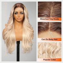 Ombre Blonde Synthetic Lace Front Wig,13x4 Glueless Wigs Body Wave Wig Put On Go Shaggy Wolf Haircuts Wigs For Women Pre-Plucked Hairline Wigs For Party Dality Use 26IN - 漸層金髮女郎 - 查看 3