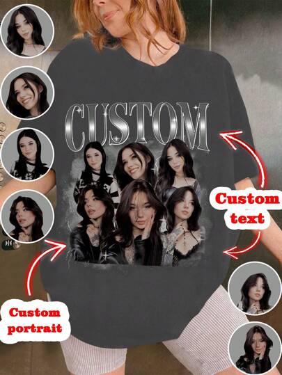 Customized Oversize Shirt, Gift For Girlfriend/Wife, Valentine's Day Gift - Add Your Own Text And Images (Family/Selfie/Pet/Friends/Party Photos) To Design Your Own Personalized Printed T-Shirt, Baby/Couple/Family/Pet Photos, Anniversary, Valentine's Day, Christmas, Thanksgiving, New Year Patterns, Logo | Business | Wedding Gift | Party Wear | Birthday Gift | Halloween Costume | Christmas Ornamental, Stylish,Fashion,Hipster,Contracted,Easy Costume,Minimal Chic,Casual Unique,Custom Treasure-Finds,Belle Costume Ideal Gifts For Her Family,Friends,Children,Pink Girls For Mother's Day,For Children's Day,For Vacation