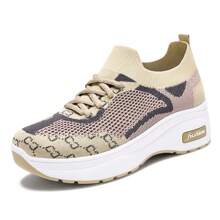Orthopedic Sneakers For Women Stretch Slip On Mesh Comfortable Workout Running Shoes Outdoor Walking Sneaker Women's Fashionable Height Increasing Sneakers - Apricot - View 1