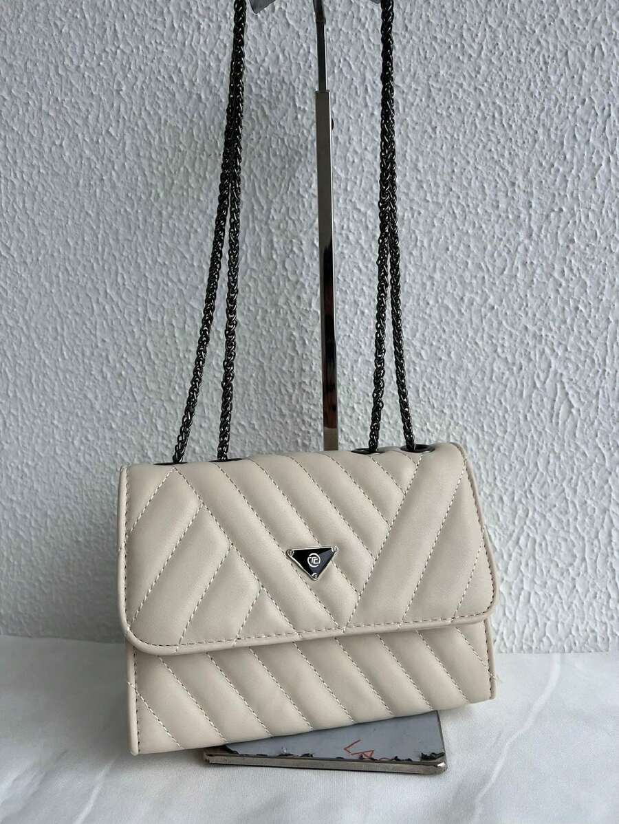 Square Small Women's Handbags/Shoulder Bag With Chain Strap/Synthetic Leather - Beige - View 1