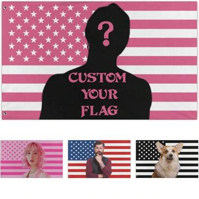 Spersonalizowana różowa flaga amerykańska z imieniem lub napisem, różowy materiał wykonany na zamówienie do dekoracji domu, ogrodu, biura, spersonalizowana poliestrowa flaga dekoracyjna do ogrodu, klubów, koncertów, barów, akademików, salonów, sypialni, urocza, spersonalizowana, wyjątkowa, idealna na prezent dla niego, chłopaka, dziewczyny, rodziny, przyjaciół na rocznicę, jesienna odświeżenie domu, dekoracja świąteczna, harmonia w domu