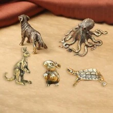 1pc Brass Mini Animal Figurine, Metal Craft Decor, Miniature Landscape Accessory, Gift Birthday Gifts Graduation