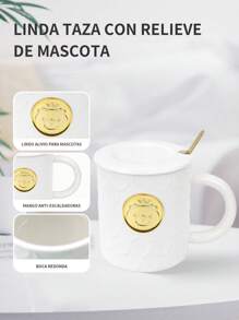 Ultraexquisita taza de cerámica de 400ml con asa y tapa con diseño en relieve de animales, disponible en variedad de colores y estilos, con forma única y excelente calidad. Es una buena opción para uso personal y como regalo