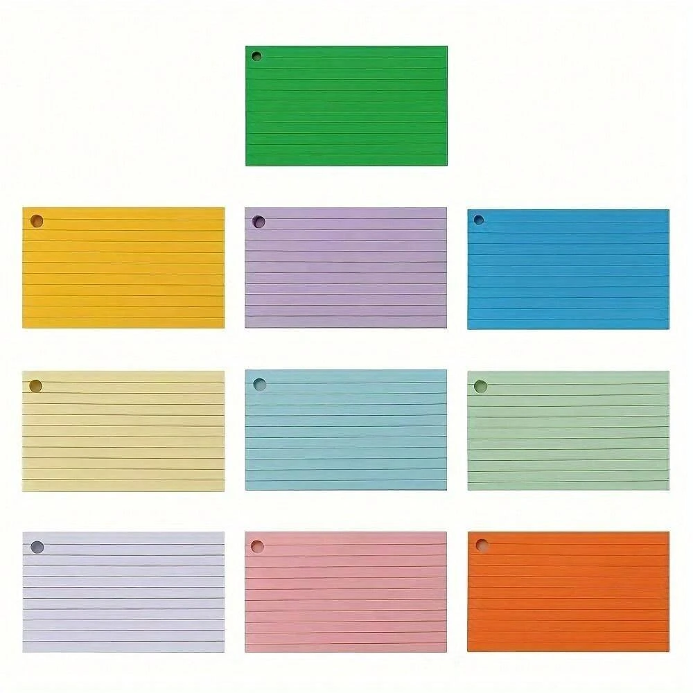 Minimalist style 50 pack lined loose leaf index cards with rings