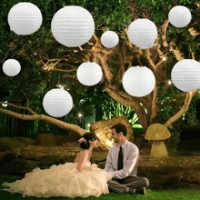 10Pcs White Chinese Japanese Paper Lantern Mixed Size Hanging Paper Lantern Decoration Party Lantern For Wedding Birthday Halloween Party DIY, 5 Sizes,Christmas