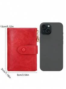 MIYIN Vintage Wallet With Button Closure Business Casual Multiple Card Slots Coin Portable Three-Fold Design Short Wallet Retro Style Zipper Wallet Stylish Button Closure Women's Wallet For Daily Outings Shopping For Women Wallet Purse Wallet Small Wallet