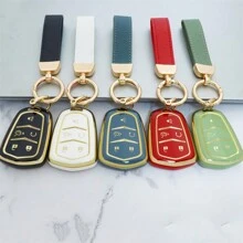 5 键汽车钥匙套 钥匙扣套 TPU 金边钥匙壳 适用于凯迪拉克 适用于 CT4 适用于 CT5 适用于 ATS 适用于 XT6 时尚新潮钥匙包带钥匙扣 适用于女孩 防摔、防尘、精致高端钥匙包适合女性 - 小鑰匙扣 - 查看 6