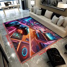 1pc Colorful & Stylish Gaming Themed Area Rug, Interesting Cartoon INS Inspired Rectangle Soft Anti-Slip Carpet, Suitable For Outdoor, Entryway, Living Room, Bedroom, Laundry Room, Bathroom, Game Room, Machine Washable, Household Decoration