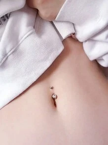 14G Bauchnabel Piercings aus Chirurgenstahl mit rundem kubischem Zirkonia, Nabel Barbell Stecker Körperpiercings für Frauen als Geburtstagsgeschenk, Bauchnabelpiercing für Frauen, Körperschmuck in Silber in den Längen 6mm, 8mm, 10mm, 12mm, 14mm, 16mm, 18mm