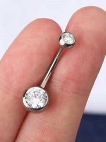 14G Bauchnabel Piercings aus Chirurgenstahl mit rundem kubischem Zirkonia, Nabel Barbell Stecker Körperpiercings für Frauen als Geburtstagsgeschenk, Bauchnabelpiercing für Frauen, Körperschmuck in Silber in den Längen 6mm, 8mm, 10mm, 12mm, 14mm, 16mm, 18mm