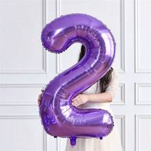 32 英寸 0-9 紫色数字铝箔气球，简约风格淋浴派对装饰 - 适合婚礼、生日、单身派对、周年纪念、性别揭晓、圣诞节、各种派对装饰、情人节 - 紫色 - 查看 6