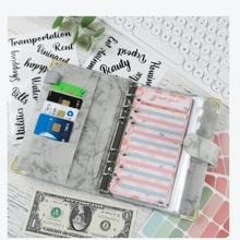 A6 Budget Binder Money Saving Wallet PU Notebook Planner Cash Organiser Envelope - Pink - View 3