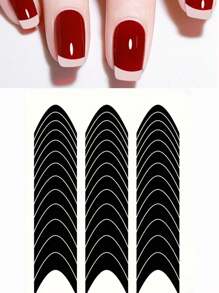 2 Sheets (78PCS) French Manicure Smile Line Nail Stickers, Essential Tool For Creating Elegant French Manicure - Multicolor - View 2