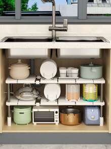 Scaffale multifunzionale per cucina, portapentole regolabile, organizer per lavandino, scaffale a più ripiani per mobile, accessori da cucina, decorazione per la stanza, adatto per cucina, ristorante, feste, campeggio, raduni, regalo per amici e famiglia