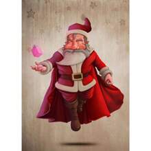 1 件卡通可爱圣诞老人海报快乐圣诞老人帆布画墙壁艺术适合可爱儿童客厅家居装饰圣诞礼物无框架 - 彩色 - 查看 92