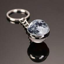 1pc Galaxy Series Keychain Featuring Eight Planets, Moon And Crystal Glass Pendant, Gift Or Souvenir Halloween Backpack For School Car Accessories Cute Goth Y2k