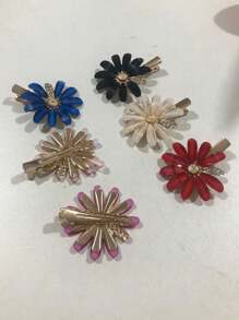 6Pcs Rhinestone-Encrusted Sunflower Small Versatile Hair Accessories - Nhiều màu - Xem 2