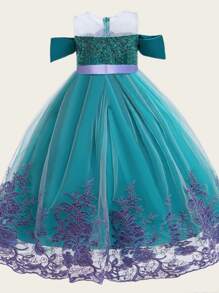 Mermaid Dress Young Girl Sequin Princess Dress Party Wedding Dress For Children Carnival Anime Clothes - Blue - View 2