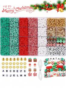 Bộ dụng cụ làm đồ trang sức bằng đất sét polyme Giáng sinh - Hạt chữ cái & Phụ kiện Quà tặng thủ công DIY - Nhiều màu - Xem 6