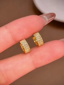 1 Pair S925 Sterling Silver Rhinestone Stud Earrings, Minimalist & Casual Design, Women's Earrings, High-End Jewelry Gift, Suitable For Daily Wear - Earrings - View 3