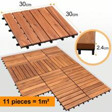 Cecaylie Wooden Tiles Patio Tiles 30x30cm Floor Tiles Acacia Wood, Wooden Tiles Floor Covering Weatherproof Non-Slip Set Of 11 1m² - 6 tấm ván mỗi gạch - Xem 3