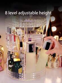 Rotating Makeup Storage Box, Acrylic Cosmetic Organizer Rack For Skincare Products, Perfume, Lipstick, Vanity Table, Bathroom Countertop, Makeup Organizer, Makeup Stuff, Box With Lid, Storage Box Plastic, Storage Organizer, Makeup Display, Organiser Makeup, Storage Makeup Organizer, Clear Shelf, Organizer For Makeup, Gifts For Women, Desktop Storage, Desk Tidy, Byoma Skincare, Dressing Table Makeup, Organizeres,For Holiday Beach, Bathroom Collection, Bedroom Collection, Large Capacity