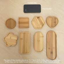 1 件竹托盘，DIY 底座胚胎多肉马赛克杯垫制作材料浴室储物木板罗马疗法洗手液洗发水沐浴露水槽海绵适用于家庭厨房梳妆台客厅油香料瓶杯垫珠宝花盆绿植鱼缸，家居装饰，浴室配件