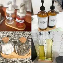 1 件竹托盘，DIY 底座胚胎多肉马赛克杯垫制作材料浴室储物木板罗马疗法洗手液洗发水沐浴露水槽海绵适用于家庭厨房梳妆台客厅油香料瓶杯垫珠宝花盆绿植鱼缸，家居装饰，浴室配件