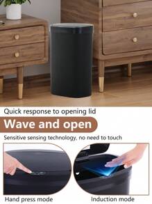 DOPINMIN 13 Gallon Trash Can Kitchen Trash Can Automatic Garbage Can With Lid Touch Free High-Capacity Motion Sensor For Home Kitchen Bedroom Bathroom Office Kitchen Waste Bin Wateproof Trash Bin - Black - View 4