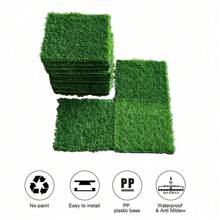 Artificial Grass Turf Tiles Interlocking Set Of 35pcs, Fake Grass Tiles Self-Draining For Pet Indoor/Outdoor Flooring Decor, 12x12in Grass Green,ElegantAbode