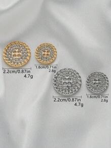 6pcs Elegant 15mm/18mm/20mm/22mm/25mm Rhinestone 4 Hole Round Metal Buttons For Shirts, Coats & Pants - Golden/Silvery Gray, Sewing Craft Supplies