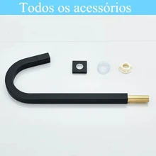 Torneira Bica Alta Luxuosa Cromado Preto Para Pia De Banheiro Metal Água Fria 15088 - Preto - Visão 2