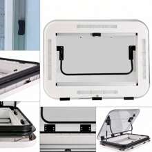 800*500mm RV Caravan Roof Hatch Window Skylight Sunroof Vent Mouth W/ LED Light - White - View 3