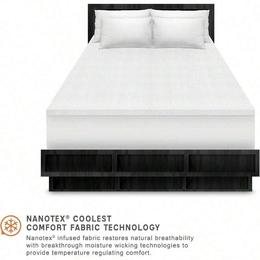 1.5Inch Coolest Comfort Memory Foam Bed Topper, California King, White