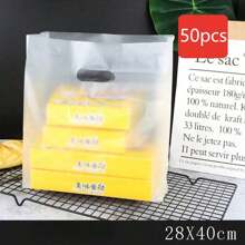 50 Pack Transparent Plastic Gift Bags With Handles - Ideal For Salads, Cakes, Pizza, Bread, Desserts, Cookies, And Candy - Perfect For Weddings, Birthdays, And Parties