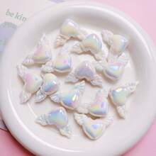 10pcs Acrylic Cream UV Angel Love Straight Hole Bead DIY Mobile Phone Chain Keychain Material Jewelry Accessories - Love Wings - View 7
