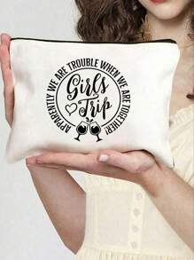 Túi đựng mỹ phẩm vải canvas họa tiết rượu vang cho chuyến đi của bé gái, Túi tote họa tiết chuyến đi cho bé gái dung tích lớn, Túi du lịch cuối tuần bền đẹp sang trọng dành cho phụ nữ, Túi đựng dụng cụ mỹ phẩm di động khi đi du lịch, Túi đựng đồ vệ sinh cá nhân, Ví, Túi đựng điện thoại di động, Túi bên trong - trắng - Xem 11
