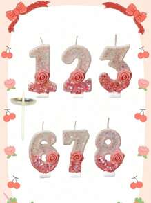 1支创意粉白渐变玫瑰花数字蜡烛，适用于生日蛋糕、派对及蛋糕装饰、房间装饰、礼物、生日蜡烛、生日装饰、生日快乐、蛋糕蜡烛、毕业典礼房间装饰 - 彩色 - 查看 13