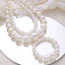 1 套夸张大珍珠项链和手链首饰套装，优雅多层串珠颈链，适合女士 - 多層串珠項鍊 - 查看 6