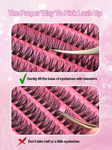 200PCS Individual Lash Clusters Large Capacity 10D 20D 30D 40D 50D D Curl 10-16mm DIY Lash Clusters Natural Look&Extra Thick&Wispy&Ultra Soft&Super Light Reusable Individual Segmented False Eyelashes Eyelash Extension Kit With Makeup Tools Beginner Use At Home Or For Daily Life&Wedding&Dating&Party&Music - D - View 6