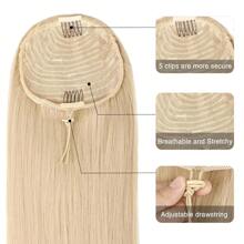 #613 Blonde Straight Drawstring Ponytail Clip In Hair Extensions Unprocessed Human Hair Extensions 16-26Inch For Women - S613 - View 7