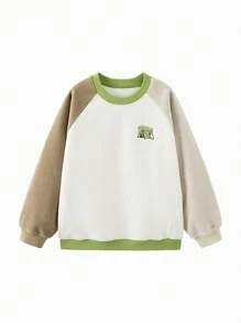 mini bala Boys' And Girls' Raglan Sleeve Long-Sleeve Sweater 2024 Fall New Collection - Khaki - View 4