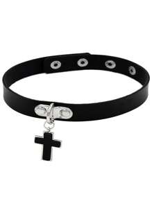 1pc Punk Gothic Rivet Choker Necklace, Sexy Black & White Collar Necklace, Adequado para o dia a dia feminino, roupa de festa, festa de Natal, aniversário criativo, presente de dia dos namorados, mãe, mãe, dia das mães, presente