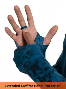 RIIIPO 春夏 RIIIIPO 男士 UPF 100+ 防晒衬衫，高性能钓鱼衬衫，主动排汗，速干，透气，四向拉伸，轻质，抗皱，加长袖，带帽户外运动防晒衣，可折叠防风绑腿，拇指孔，内置超细纤维镜头清洁剂，适用于海滩、划船、徒步旅行、狩猎、水上运动 - 水鴨藍 - 查看 7