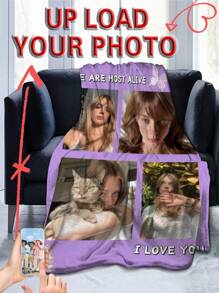 1pc Personalized Photo Blanket With Custom Photo Collage, Soft And Comfortable Blanket, Great Gift Idea For Friends, Family, Wedding, Birthday, Mother's Day, Father's Day Winter Eve Gifts Back To School Winter Gift Ideas Boy Girl Valentine's Day