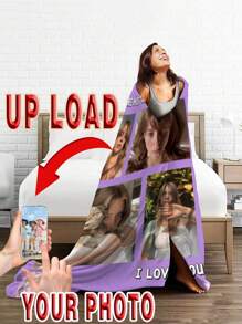 1pc Personalized Photo Blanket With Custom Photo Collage, Soft And Comfortable Blanket, Great Gift Idea For Friends, Family, Wedding, Birthday, Mother's Day, Father's Day Winter Eve Gifts Back To School Winter Gift Ideas Boy Girl Valentine's Day