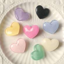 6/12pcs Delicate Glittery Cute Colorful Big Heart Shaped Resin Decorative Buttons For Sweaters, Coats, DIY Craft - Multicolor - View 4